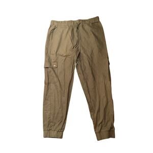 Saks Fifth Avenue Linen Blend Cargo Pants High Rise Elastic Waist Green XL NEW